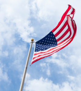 United States flag waving in the wind