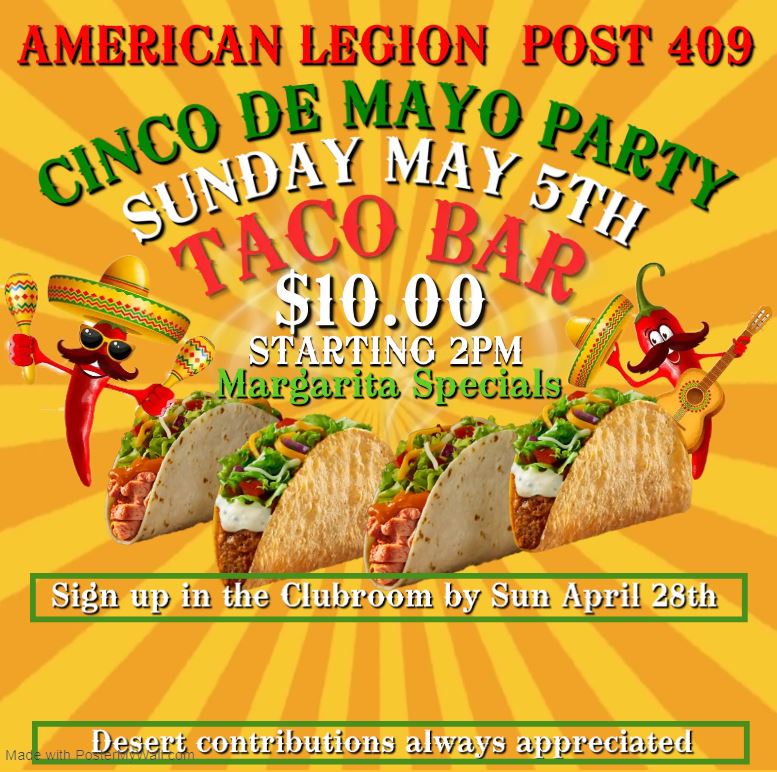 Post 409 Cinco de Mayo party flyer